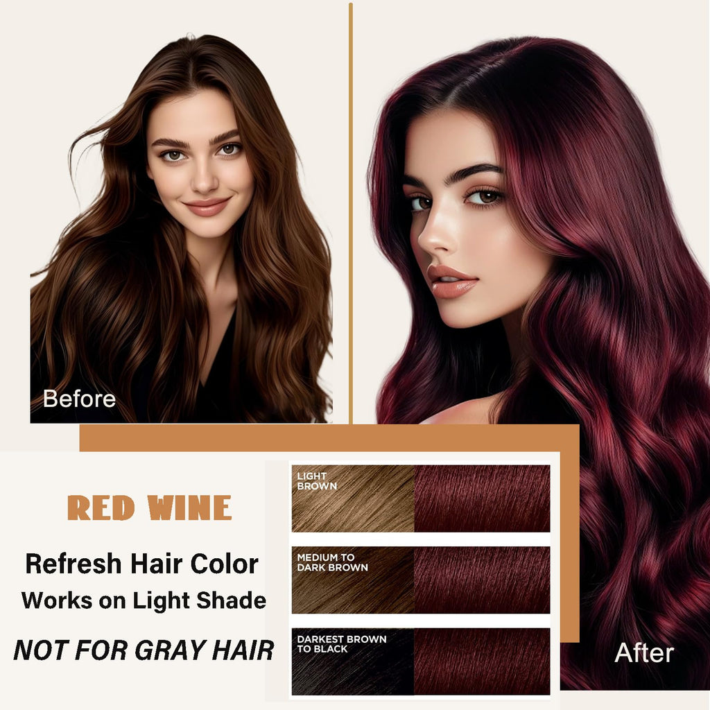 GURKOOYD Red Hair Dye Shampoo 3-in-1 Burgundy – Instant Semi-Permanent Color (16.9 oz)