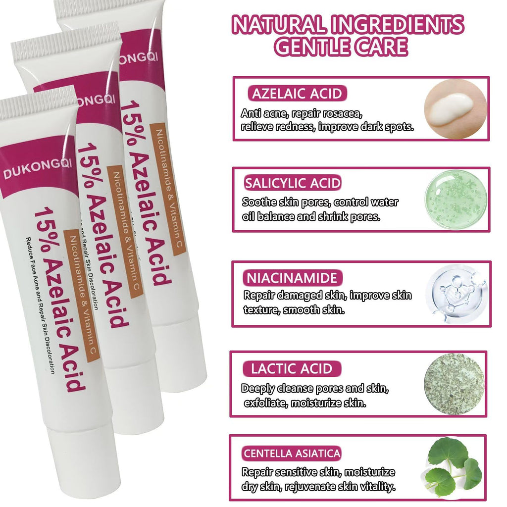 gzchaox Azelaic Acid Cream – 15% Facial Care Essence, 20g for Acne and Redness