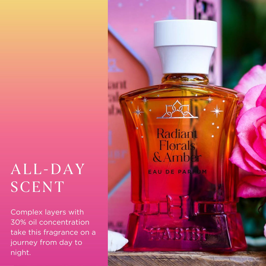 H HABIBI Radiant Florals & Amber Musk – Arabian Perfume for Women, 2.5 oz