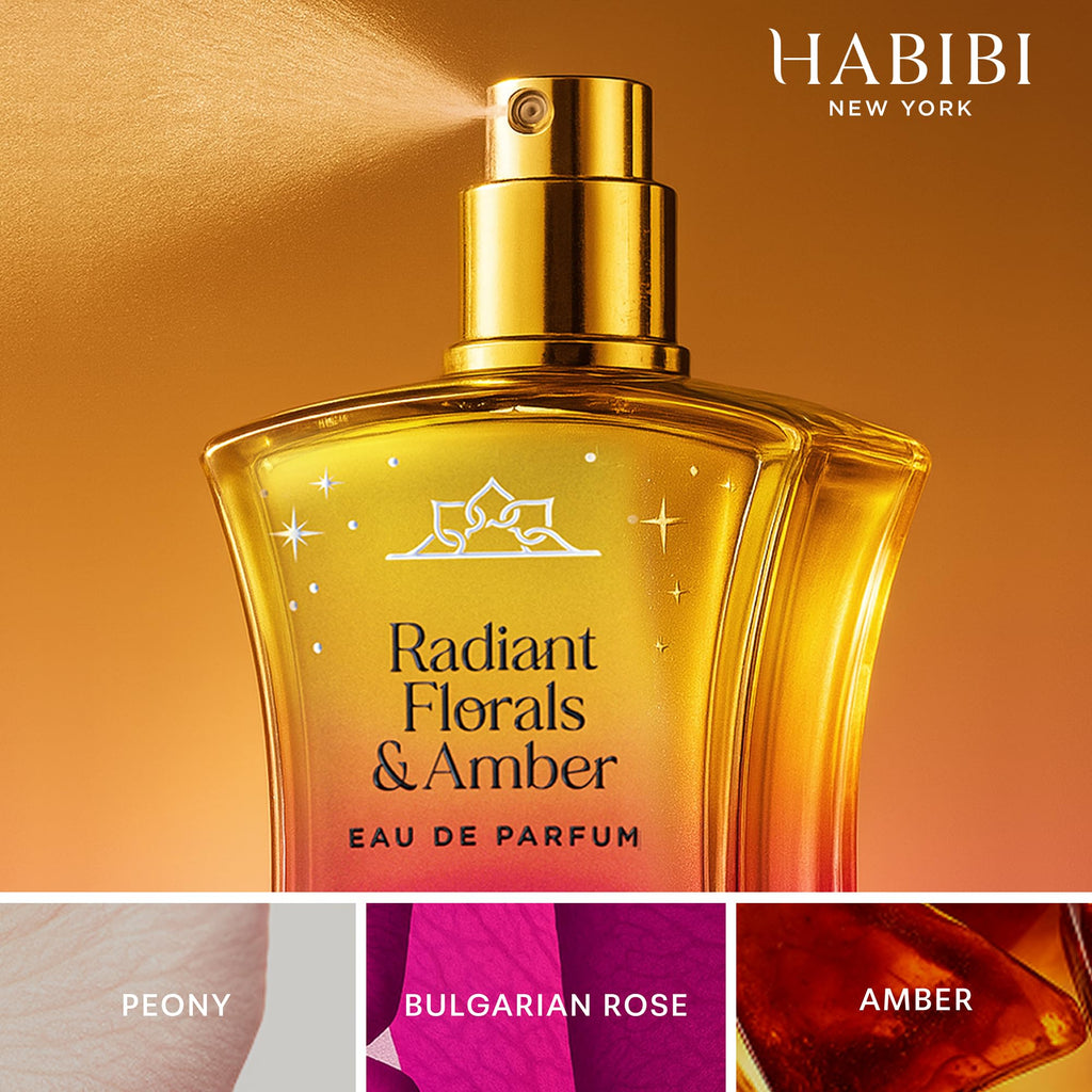 H HABIBI Radiant Florals & Amber Musk – Arabian Perfume for Women, 2.5 oz