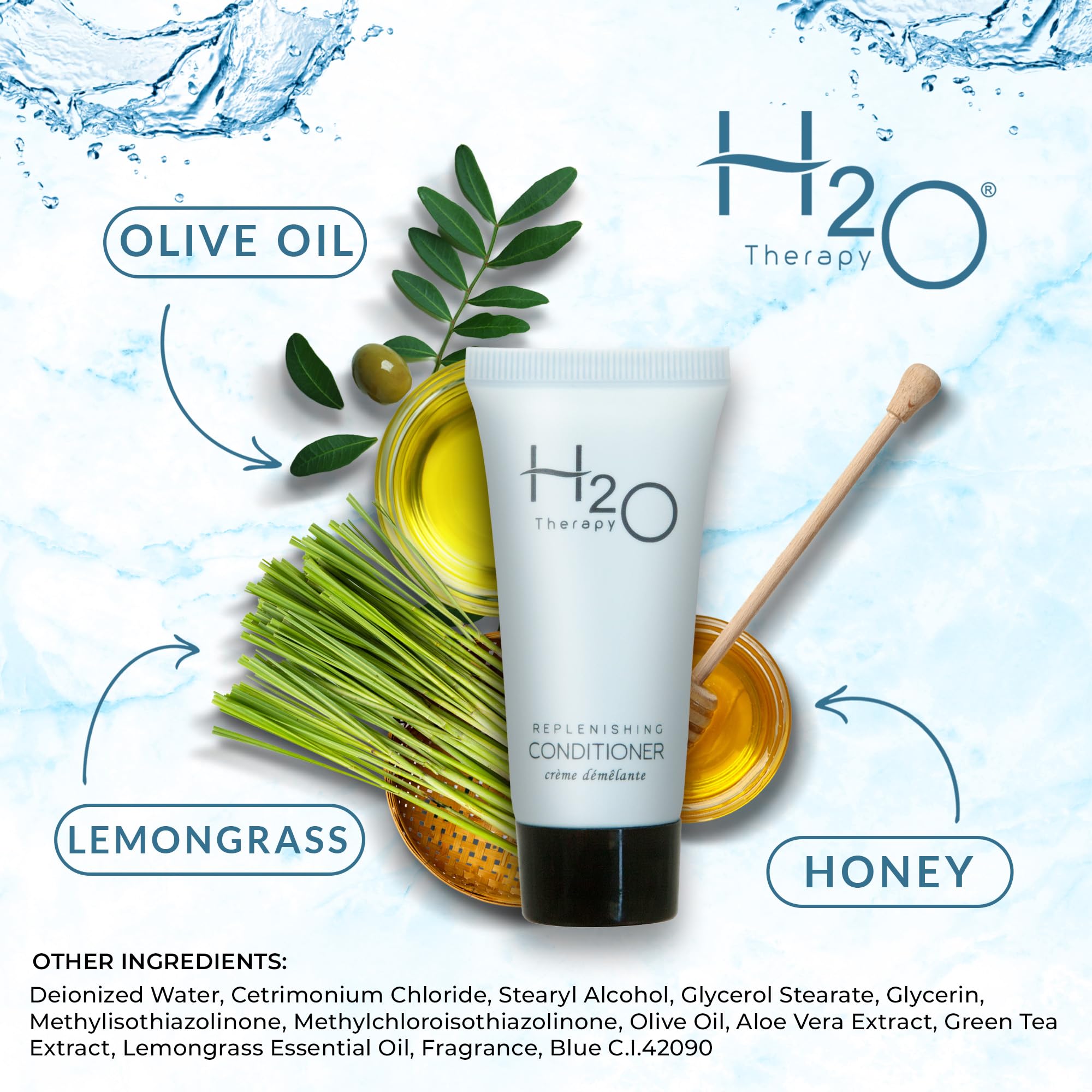 H2O Therapy Travel-Size Conditioner for Hotels, 0.85 oz — Case of 300
