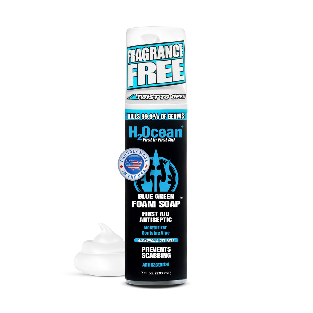 H2Ocean Blue Green Foam Soap for Tattoo Aftercare with Aloe Vera - 7 oz
