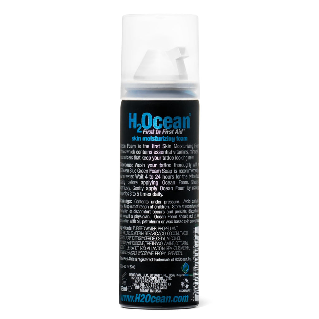 H2Ocean Ocean Foam Tattoo Aftercare – Water-Based Ink Sealer & Skin Moisturizer, 2oz