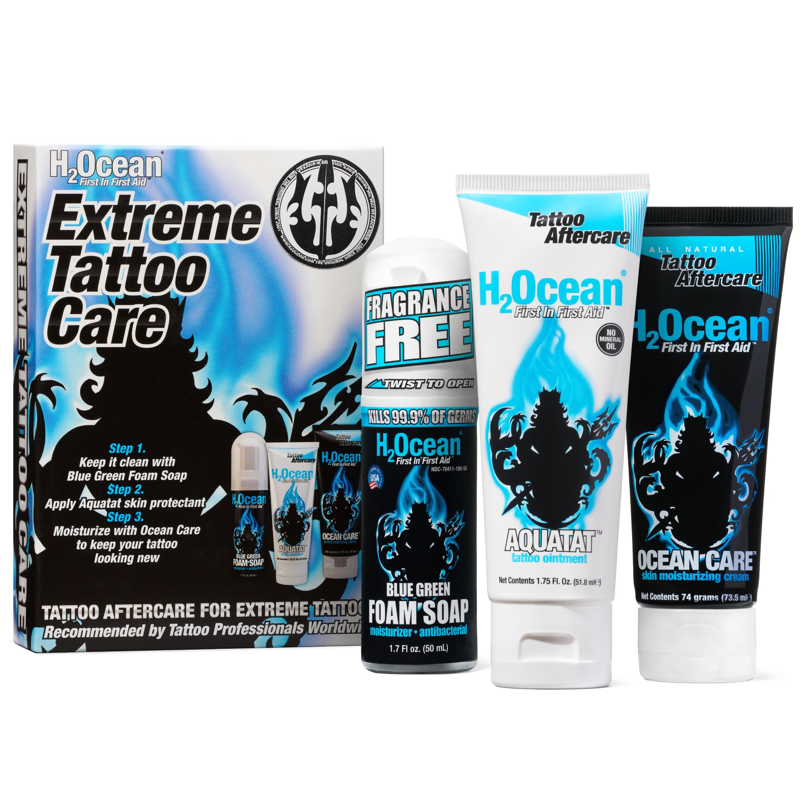 H2Ocean Extreme Tattoo Aftercare Kit – 3-Step Healing with Sea Minerals