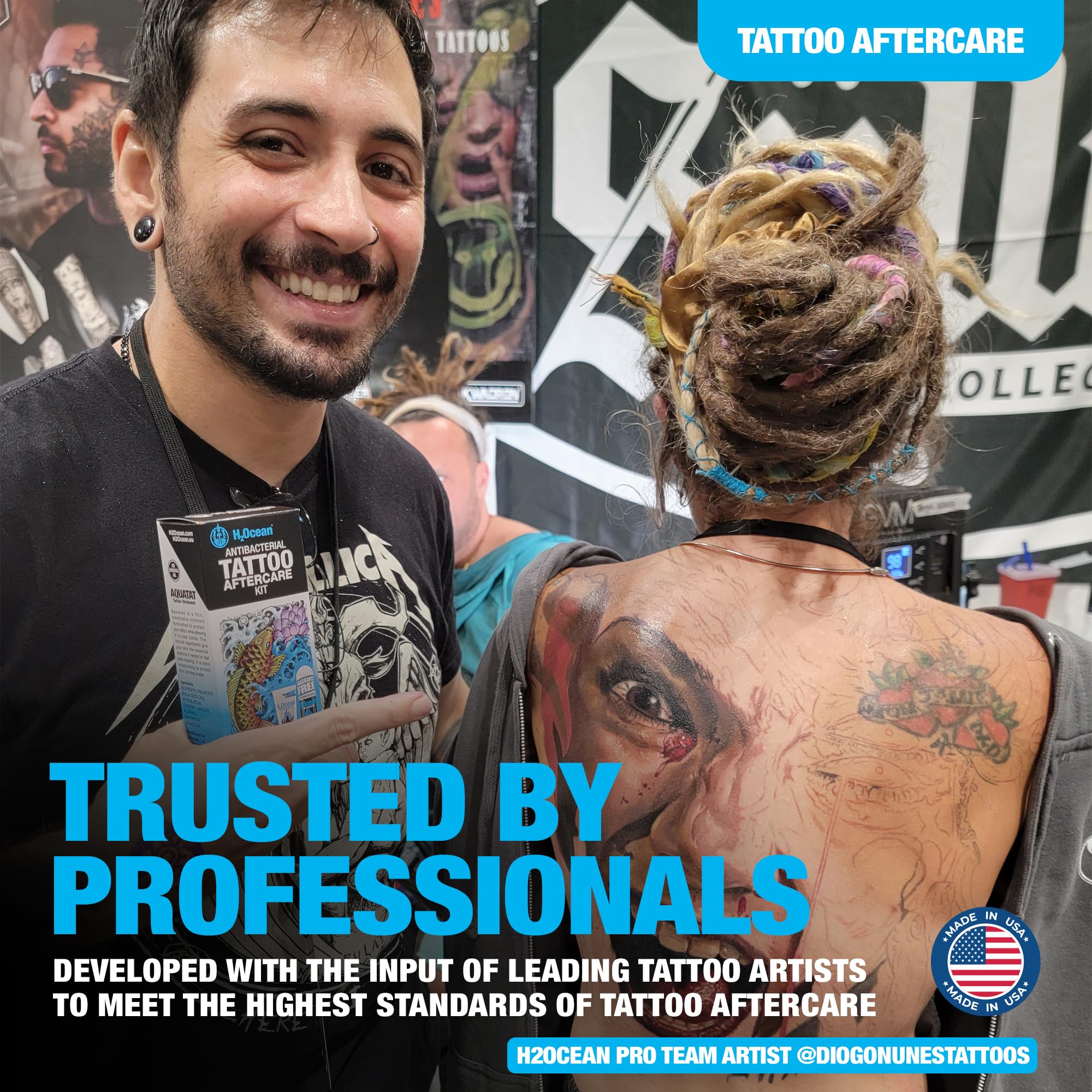 H2Ocean Antibacterial Tattoo Aftercare Kit – Foam Soap & Aquatat Ointment | Made in USA