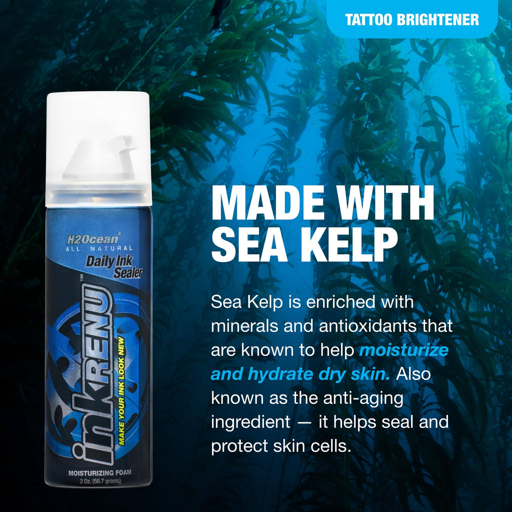 H2Ocean InkRenu Color Enhancing Tattoo Moisturizing Foam - Tattoo Brightener & Aftercare