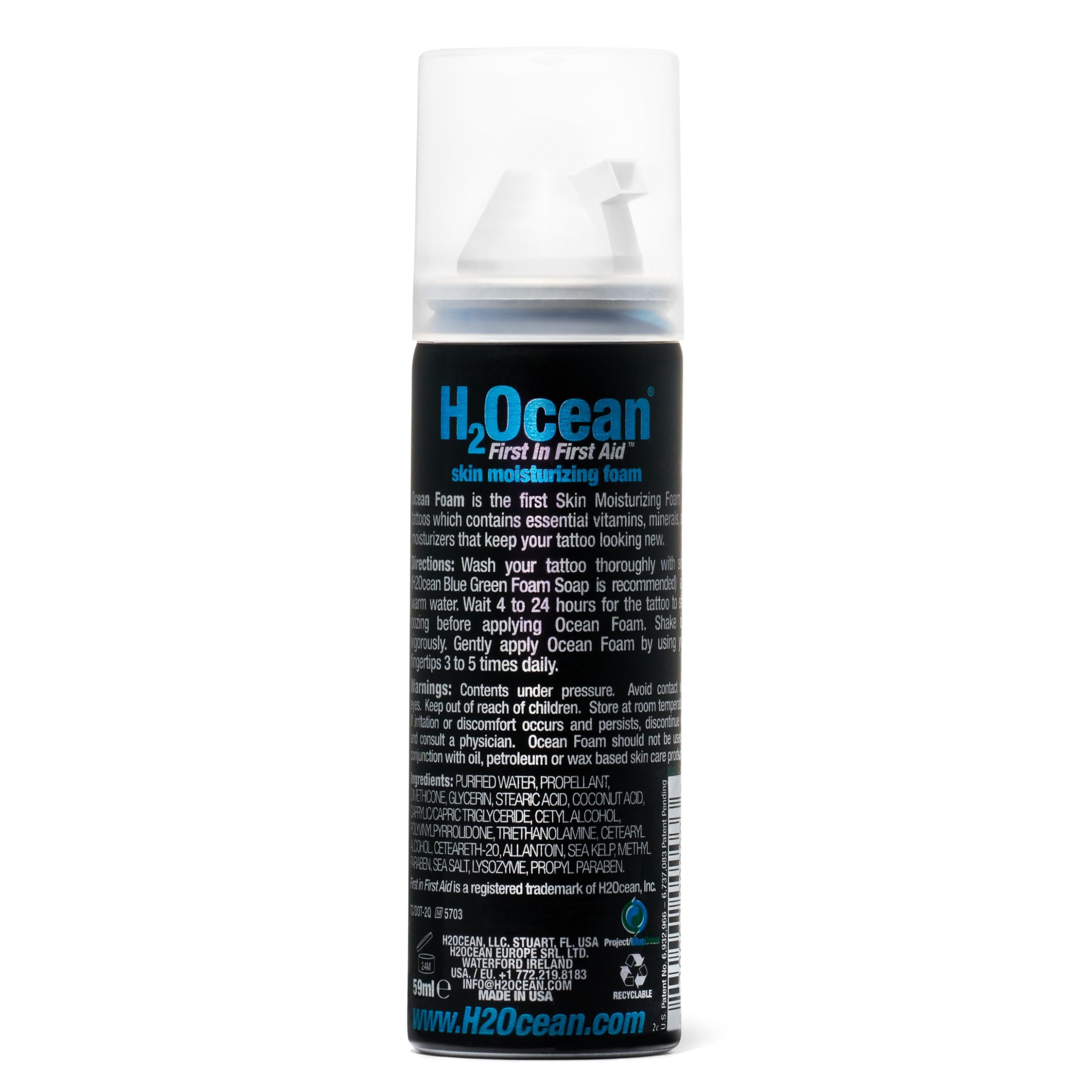 H2Ocean Ocean Foam Tattoo Aftercare – Water-Based Ink Sealer & Skin Moisturizer (2 oz, Pack of 2)