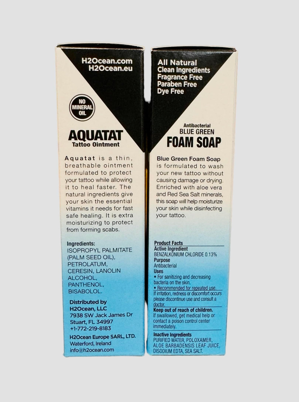 H2Ocean Antibacterial Tattoo Aftercare Kit – Foam Soap & Aquatat Ointment | Made in USA