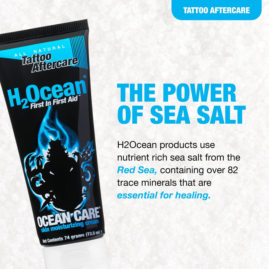 H2Ocean Ocean Care Tattoo Aftercare Lotion 2.5 oz – Fragrance Free & Dye Free (Pack of 2)