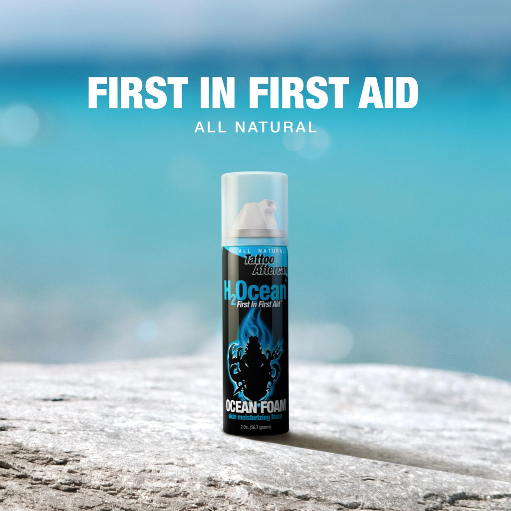 H2Ocean Ocean Foam Tattoo Aftercare – Water-Based Ink Sealer & Skin Moisturizer (2 oz, Pack of 2)