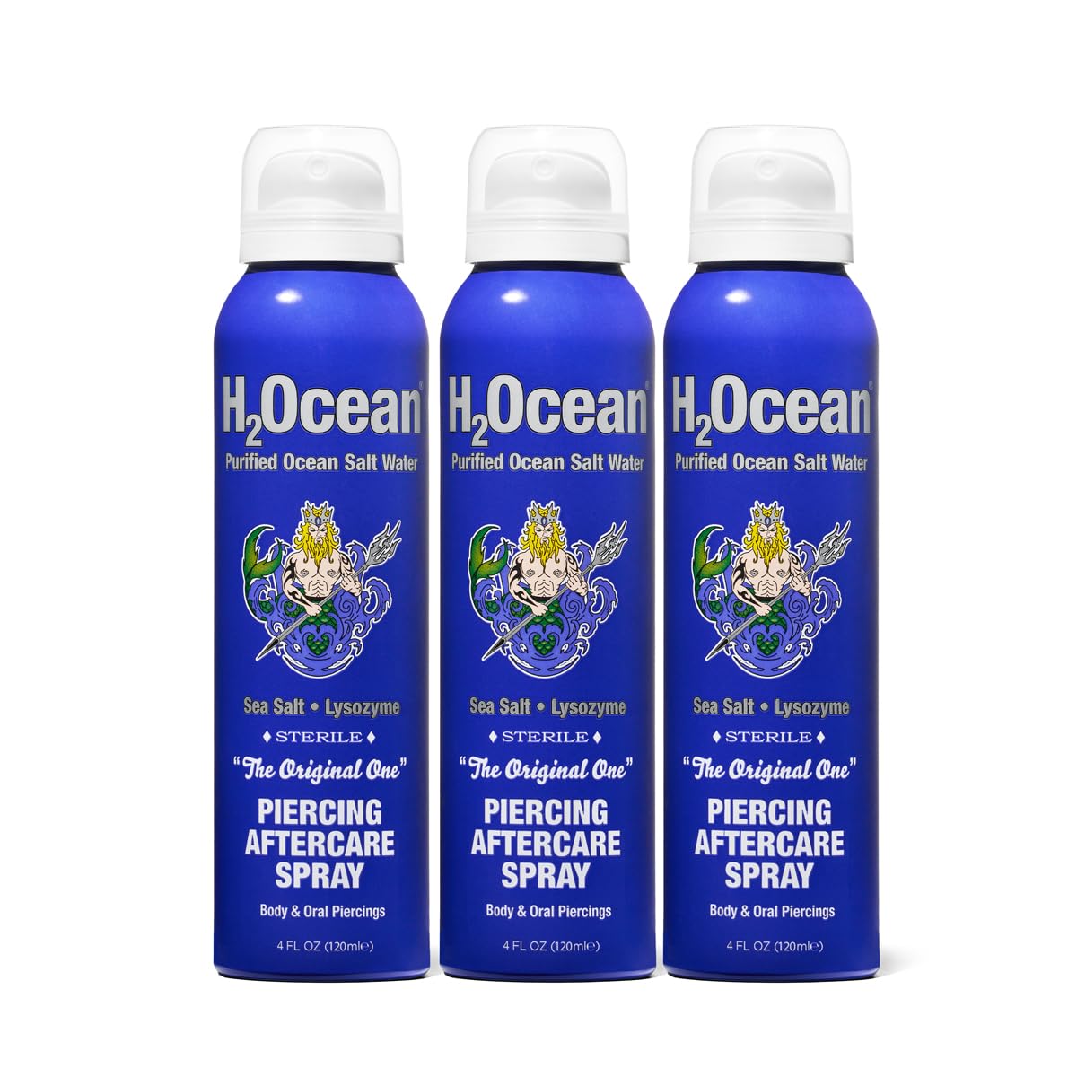 H2Ocean Piercing Aftercare Spray & Keloid Bump Removal – Sea Salt Spray for Piercings (4oz, Pack of 3)