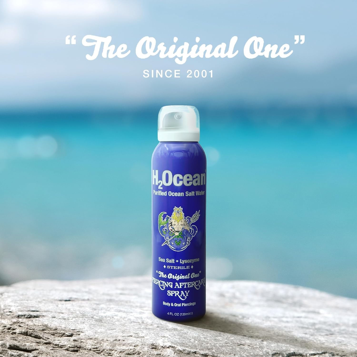 H2Ocean Piercing Aftercare Spray – 2x4oz Saline Cleanser for All Piercings