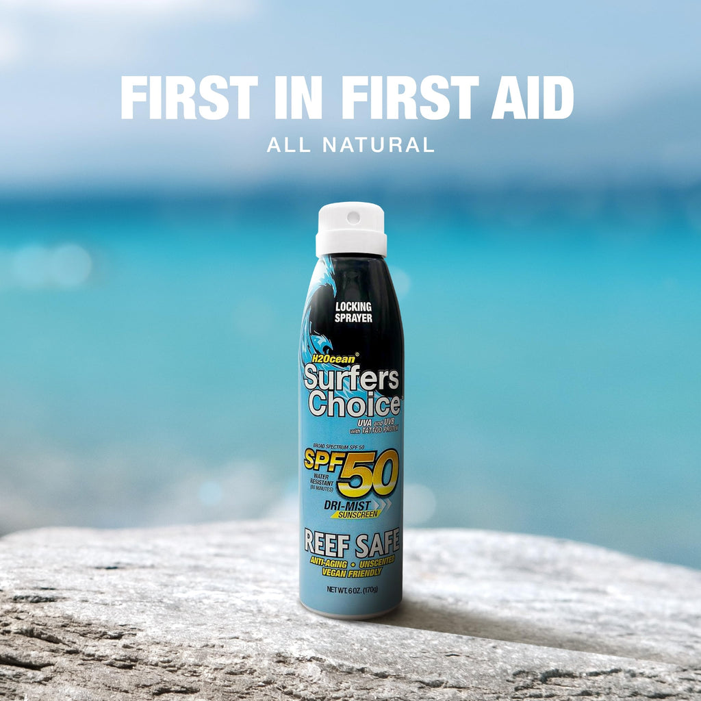 H2Ocean Surfers Choice SPF 50 Spray – Tattoo Aftercare & Quick-Dry UV Protection (6 oz)