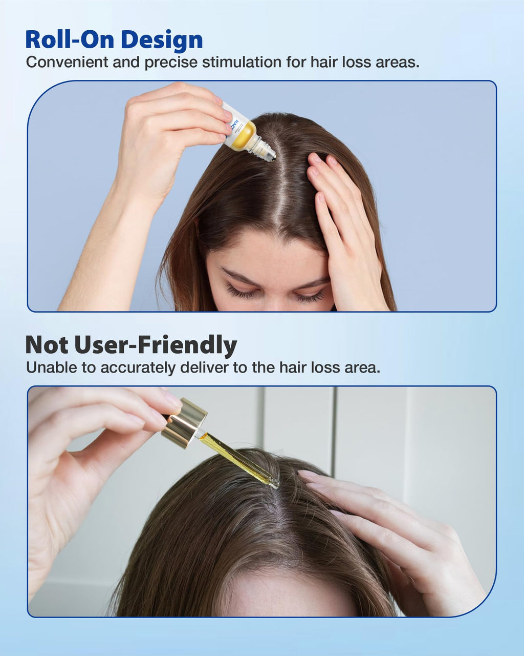 HACIRJNG Hair Growth Serum Roll-On 30ml – 3% Rosemary, 3% Redensyl, 2% Anagain, Niacinamide & Tocopherol | No-Rinse, Non-Greasy