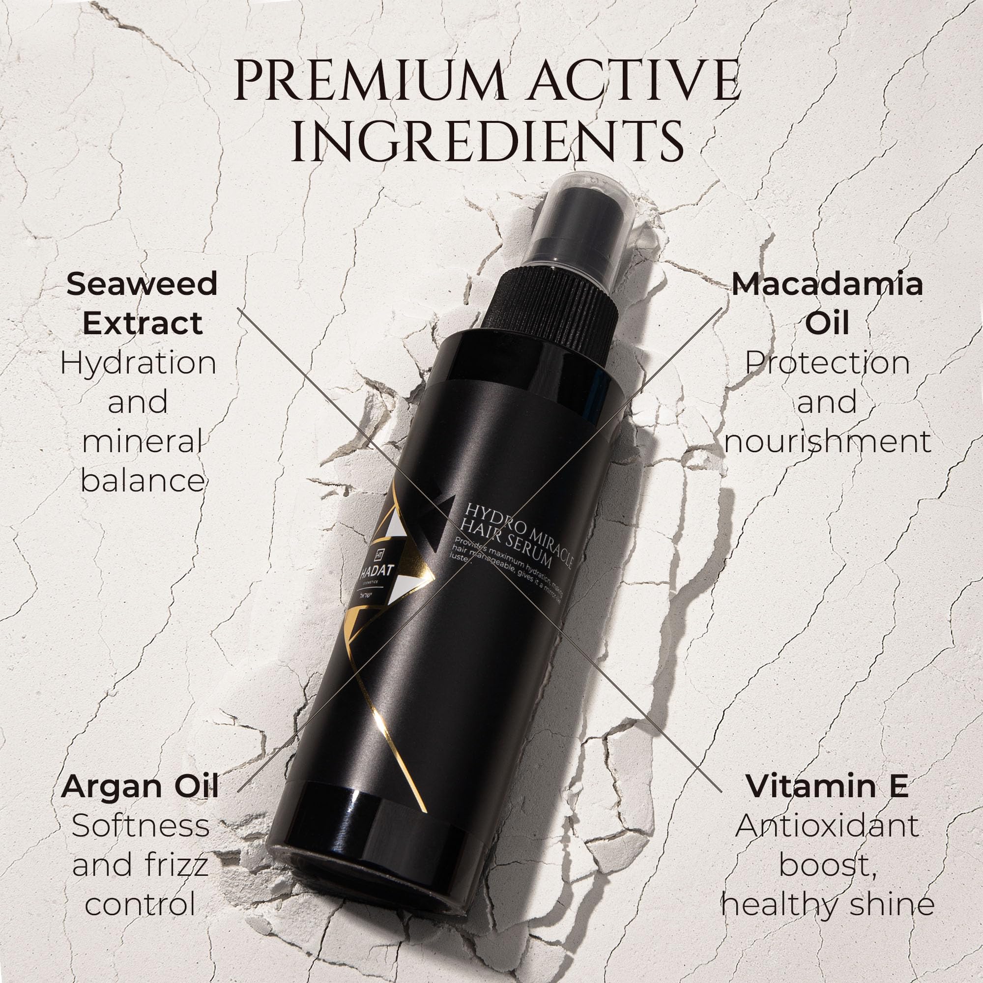 HADAT Hydro Miracle Hair Serum – Heat Protectant, Frizz Control & Shine | 3.70 fl oz | HADAT Cosmetics