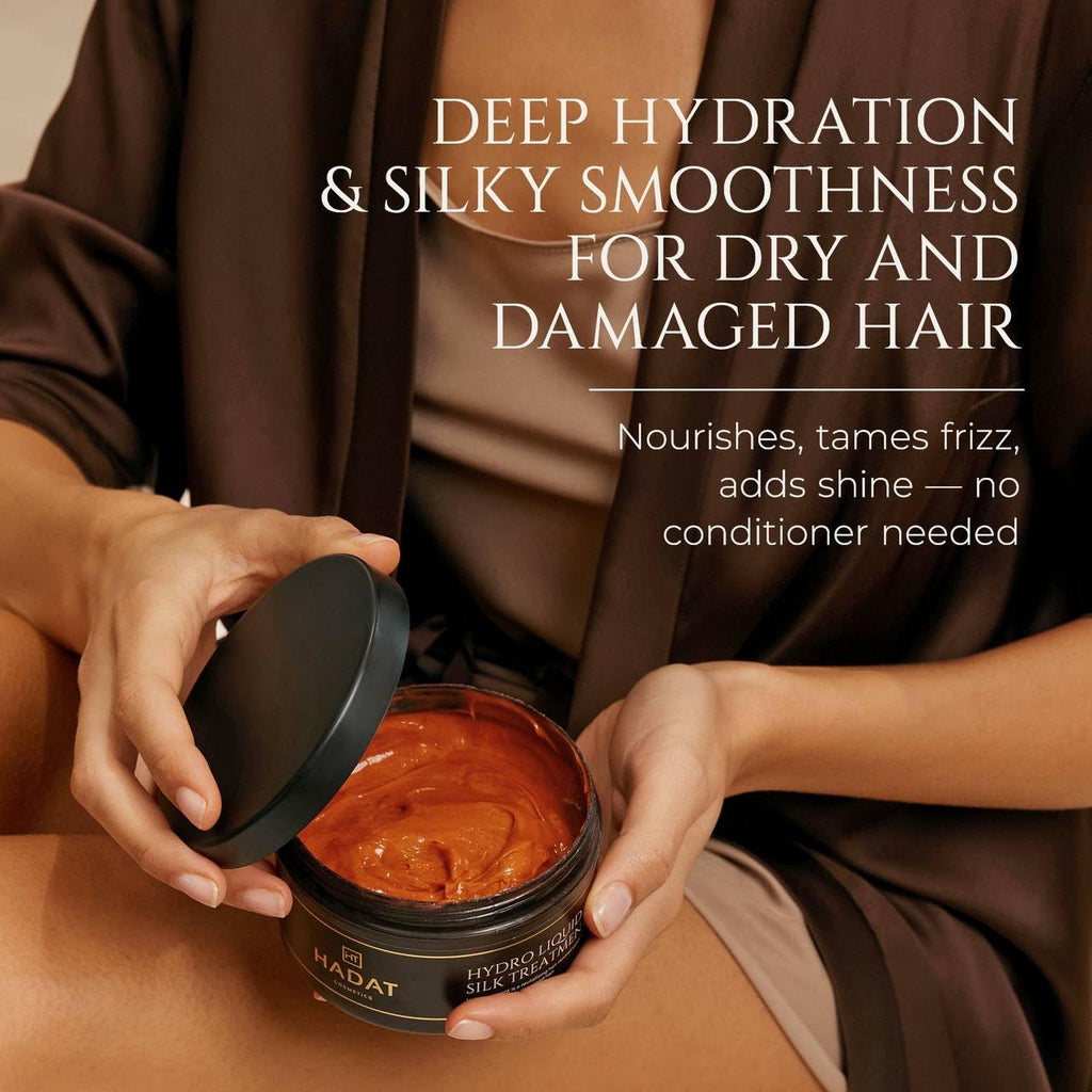 HADAT Liquid Silk Treatment – Premium Hair Mask with Macadamia & Argan Oil | Made in Israel 10.1 fl oz