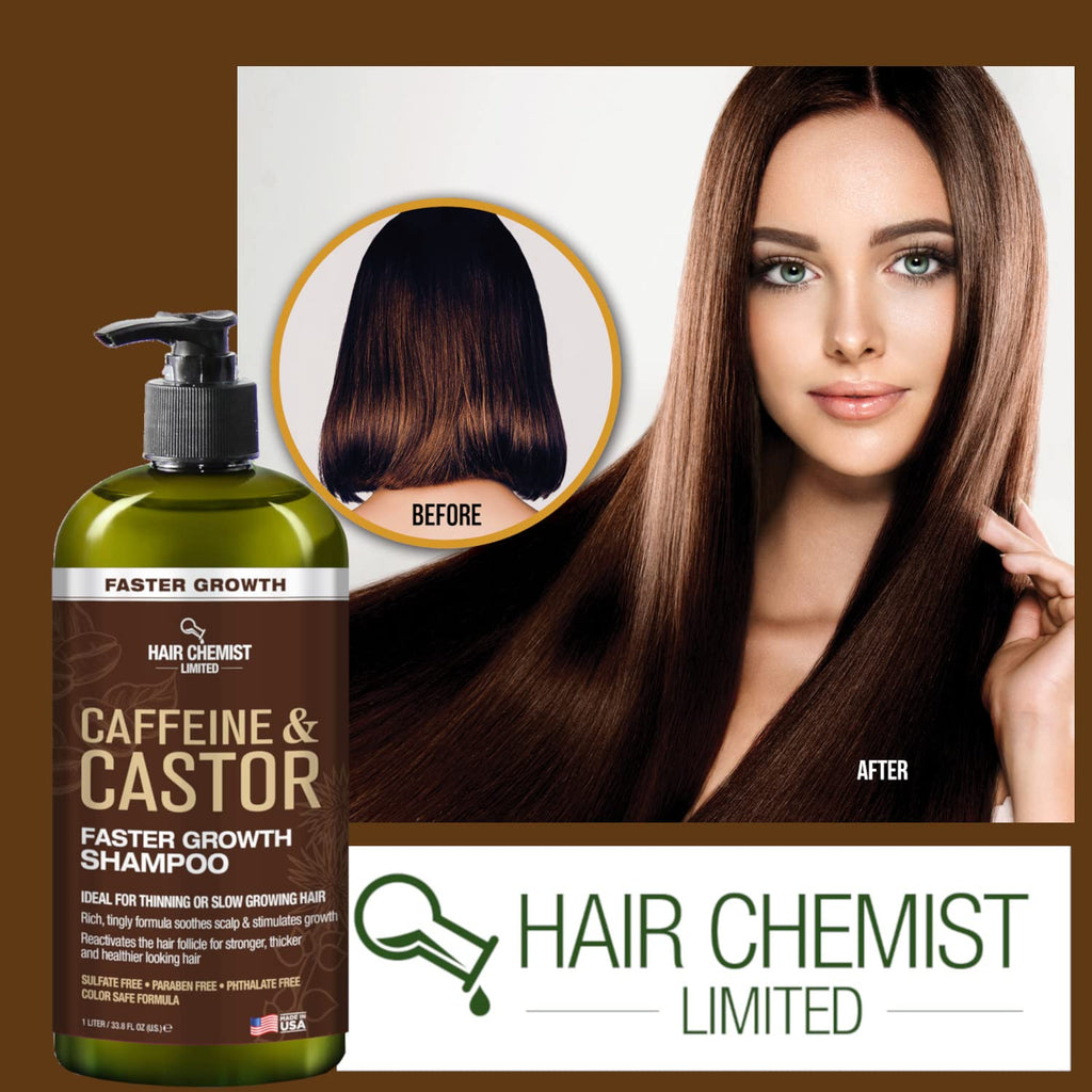 Hair Chemist Caffeine & Castor Faster Growth Shampoo 33.8 oz – Sulfate-Free Hair Growth Shampoo