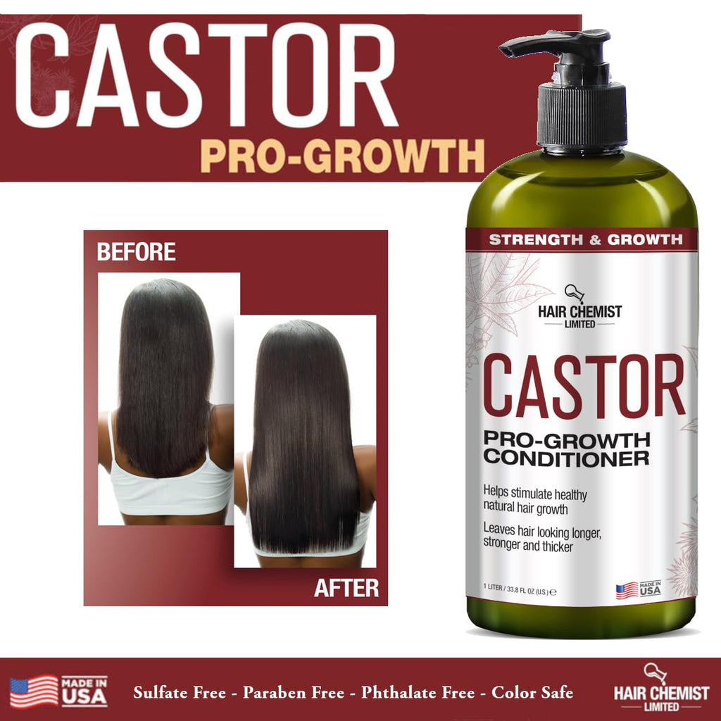 Hair Chemist Castor Pro-Growth 2-Piece Gift Set – 33.8 oz Shampoo & 33.8 oz Conditioner | Sulfate Free, Made in USA