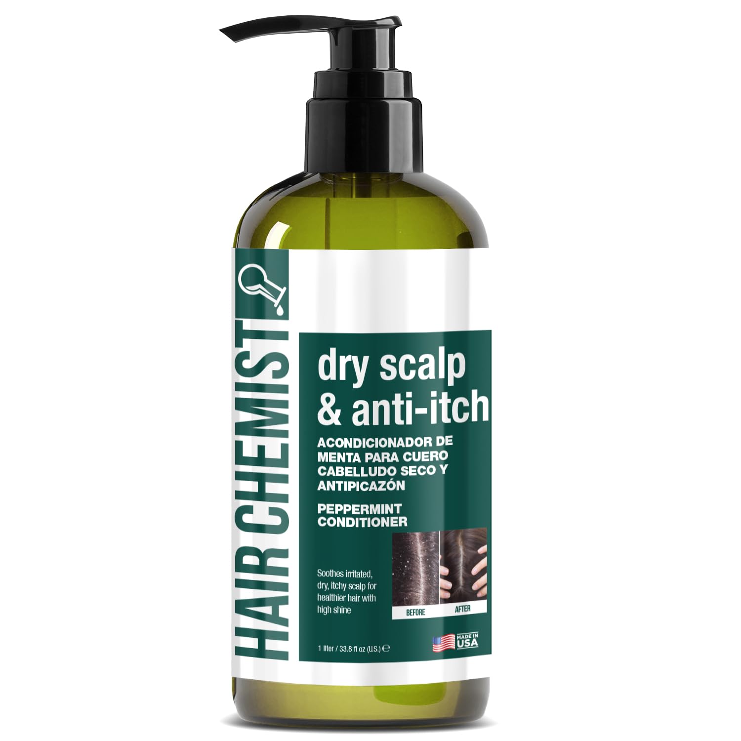 Hair Chemist Conditioner | Dry Scalp & Anti-Itch Peppermint, 33.8 oz, Paraben/Sulfate/Phthalate Free, Made in USA