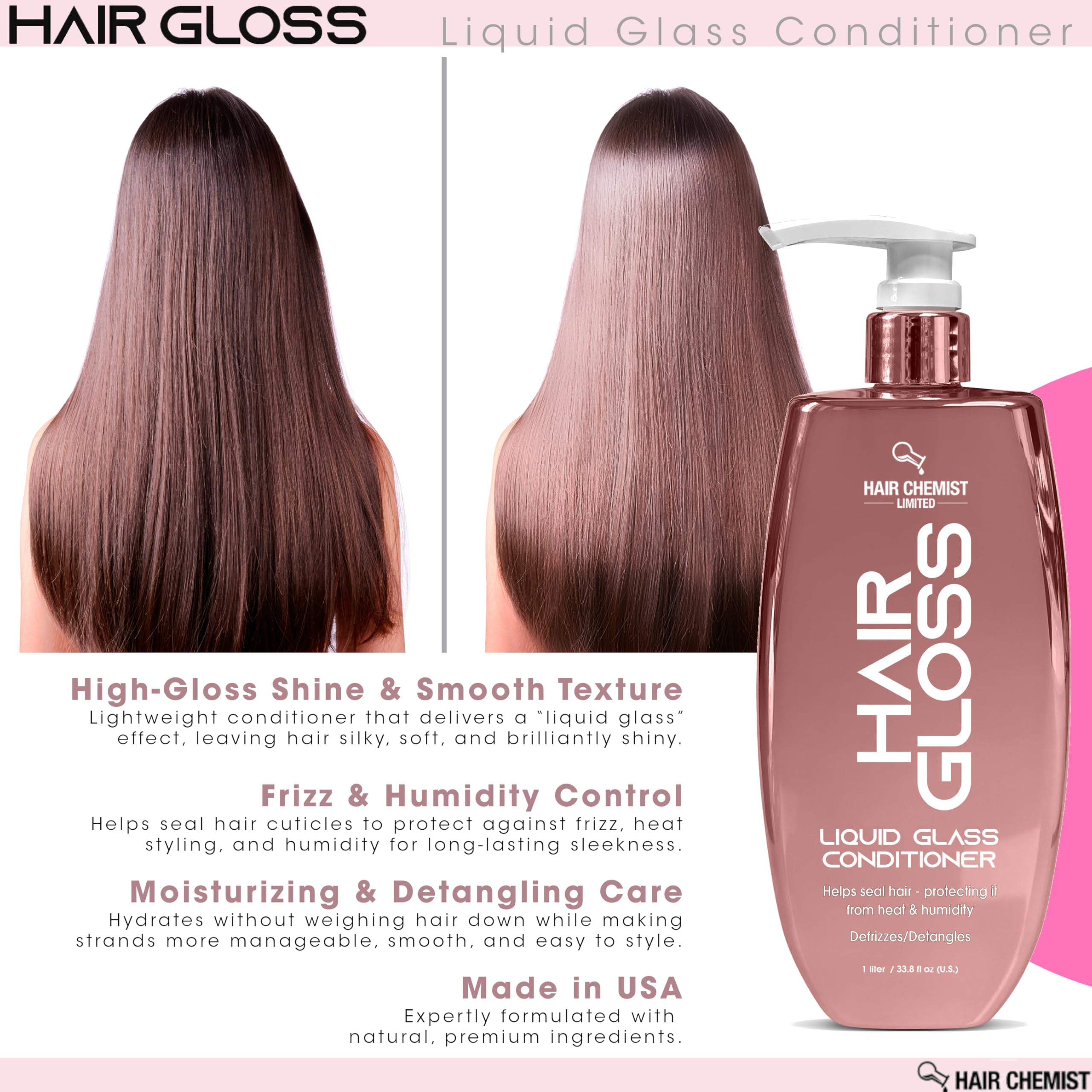 Hair Chemist Hair Gloss Liquid Glass Conditioner 33.8 oz – Frizz Control & Shine