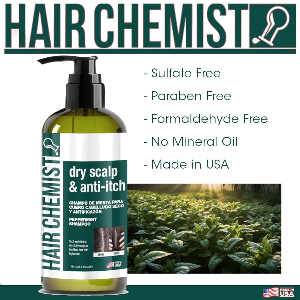 Hair Chemist Conditioner | Dry Scalp & Anti-Itch Peppermint, 33.8 oz, Paraben/Sulfate/Phthalate Free, Made in USA