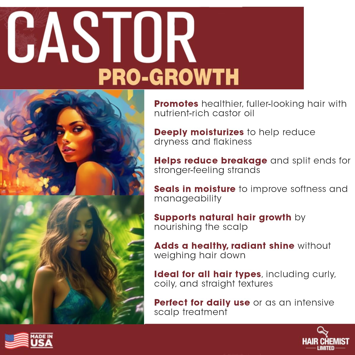 Hair Chemist Pro-Growth Castor Oil 12oz – Strengthening & Growth Support