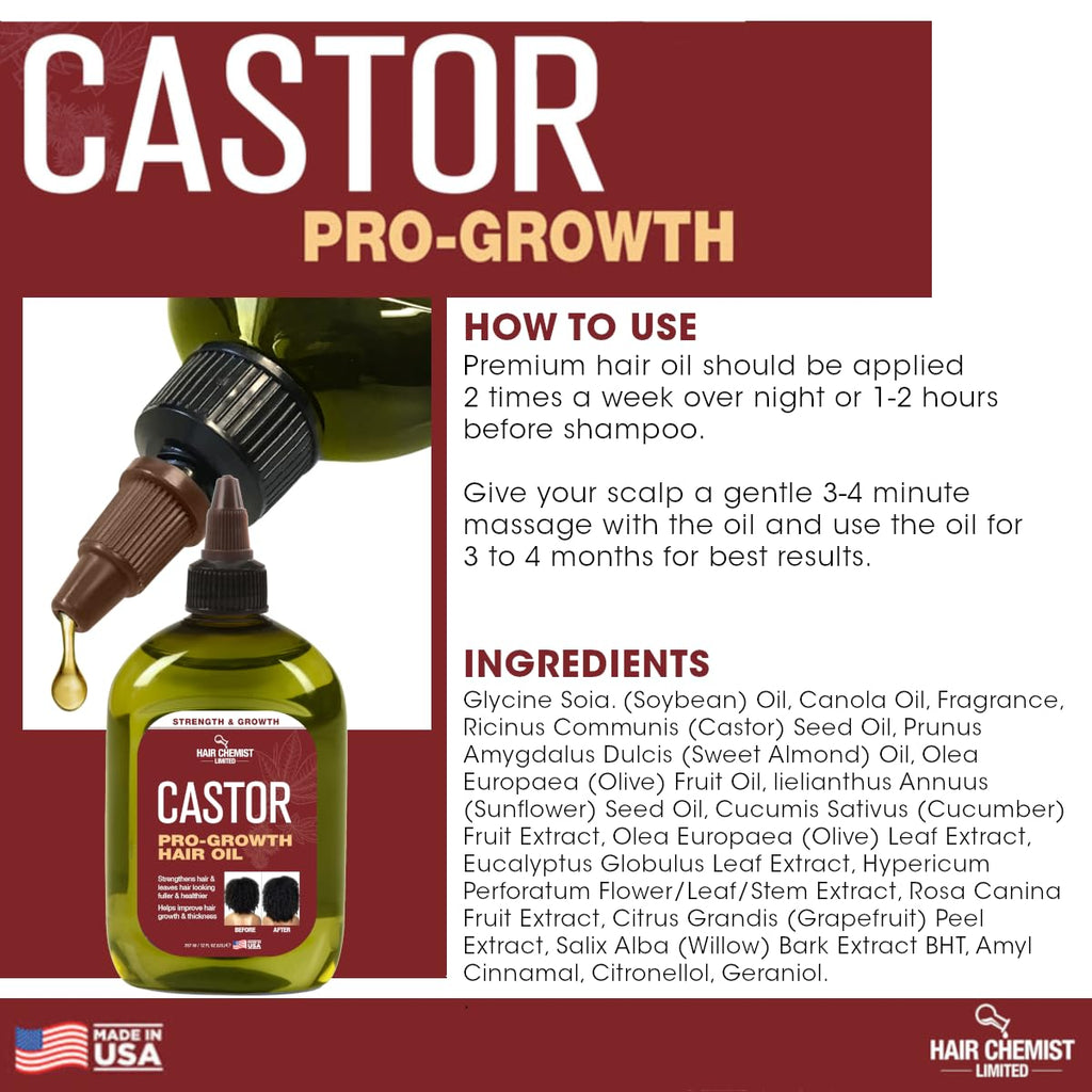 Hair Chemist Pro-Growth Castor Oil 12oz – Strengthening & Growth Support