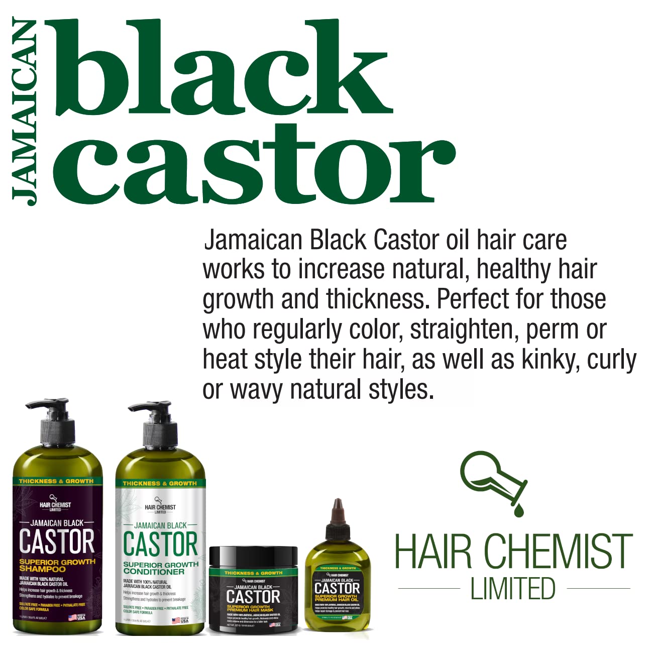 Hair Chemist Superior Growth Jamaican Black Castor Shampoo – Sulfate Free 33.8 oz