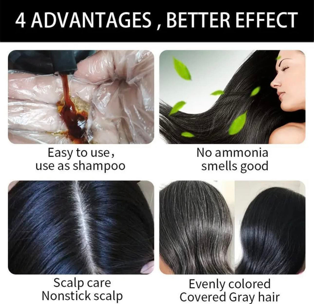 Hair Dye Color Shampoo – 7 Colors, 500mL (Black, Dark Brown, Chestnut Brown, Coffee, Dark Wine Red, Wine Red, Purple)