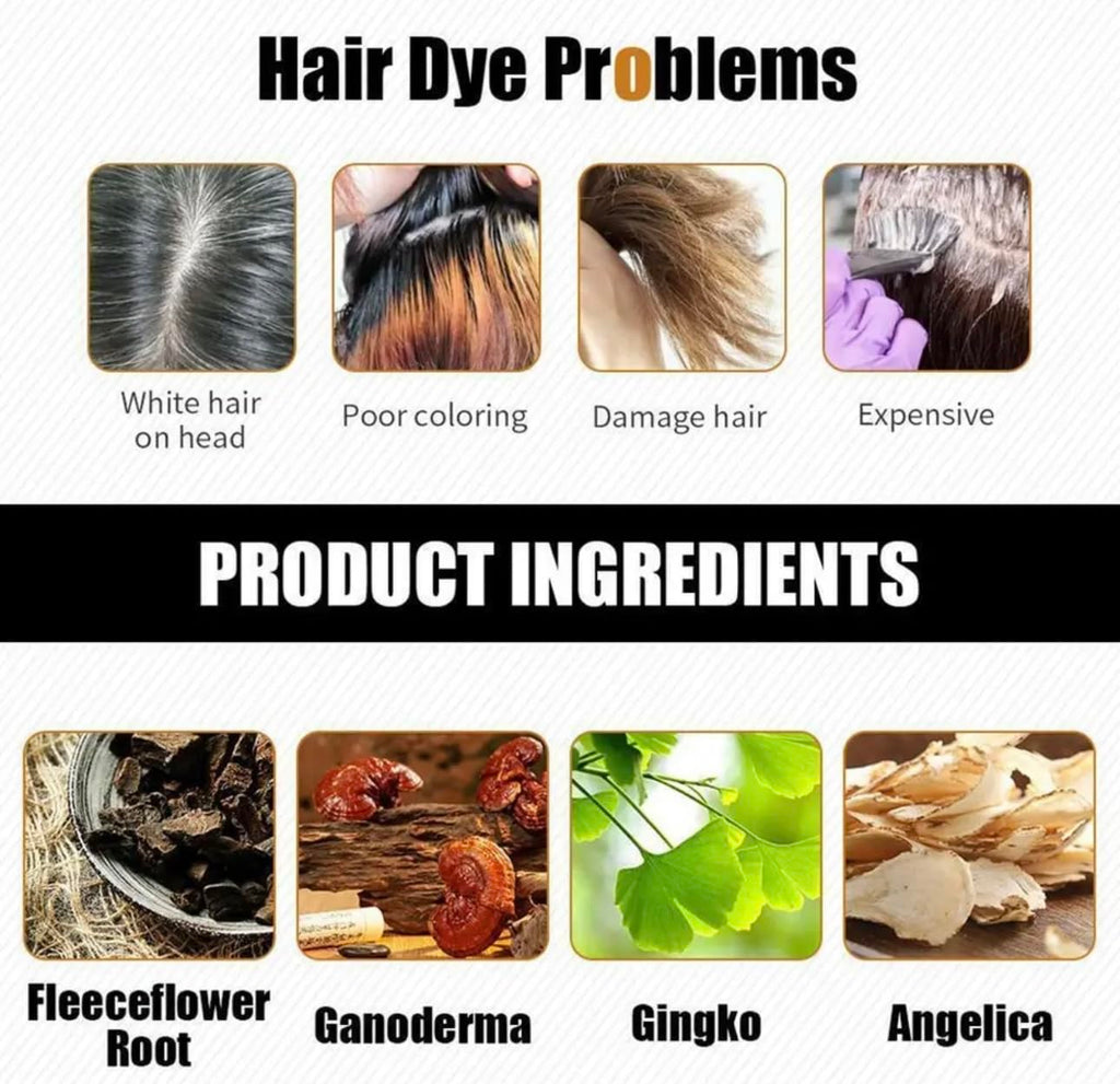 Hair Dye Color Shampoo – 7 Colors, 500mL (Black, Dark Brown, Chestnut Brown, Coffee, Dark Wine Red, Wine Red, Purple)