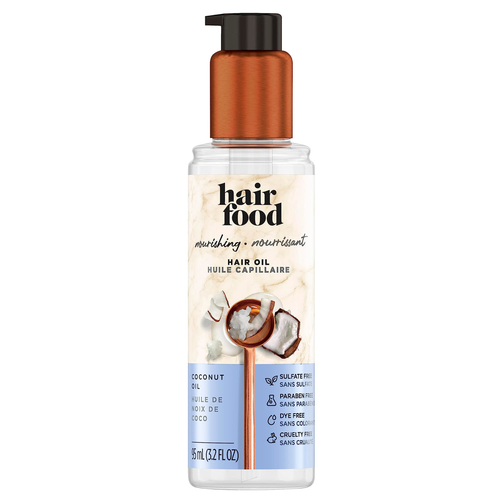 Hair Food Coconut Sulfate Free Hair Oil – Dye Free, Smoothing & Nourishing Treatment, 3.2 fl oz