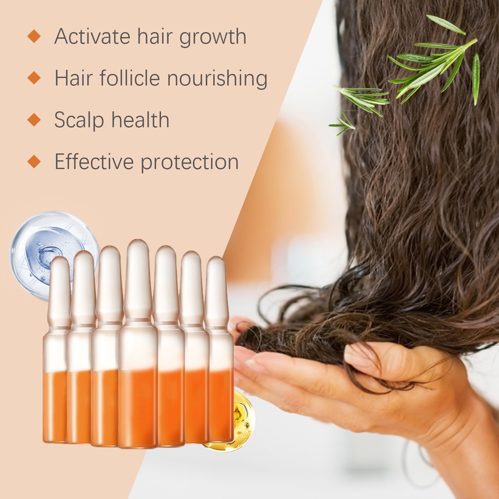 Hair Growth Ampoules with Turmeric Root Extract – Plant-Based Scalp Treatment for Thicker Hair (Fragrance-Free, 7pcs)