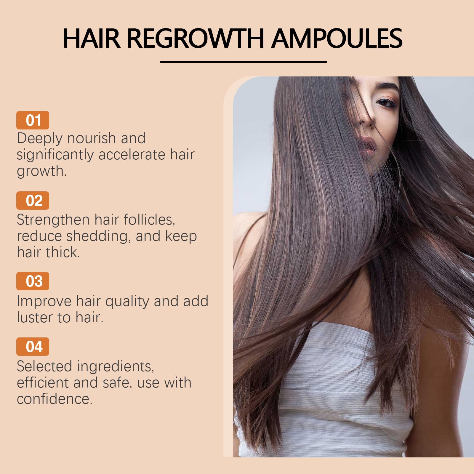 Hair Growth Ampoules with Turmeric Root Extract – Plant-Based Scalp Treatment for Thicker Hair (Fragrance-Free, 7pcs)