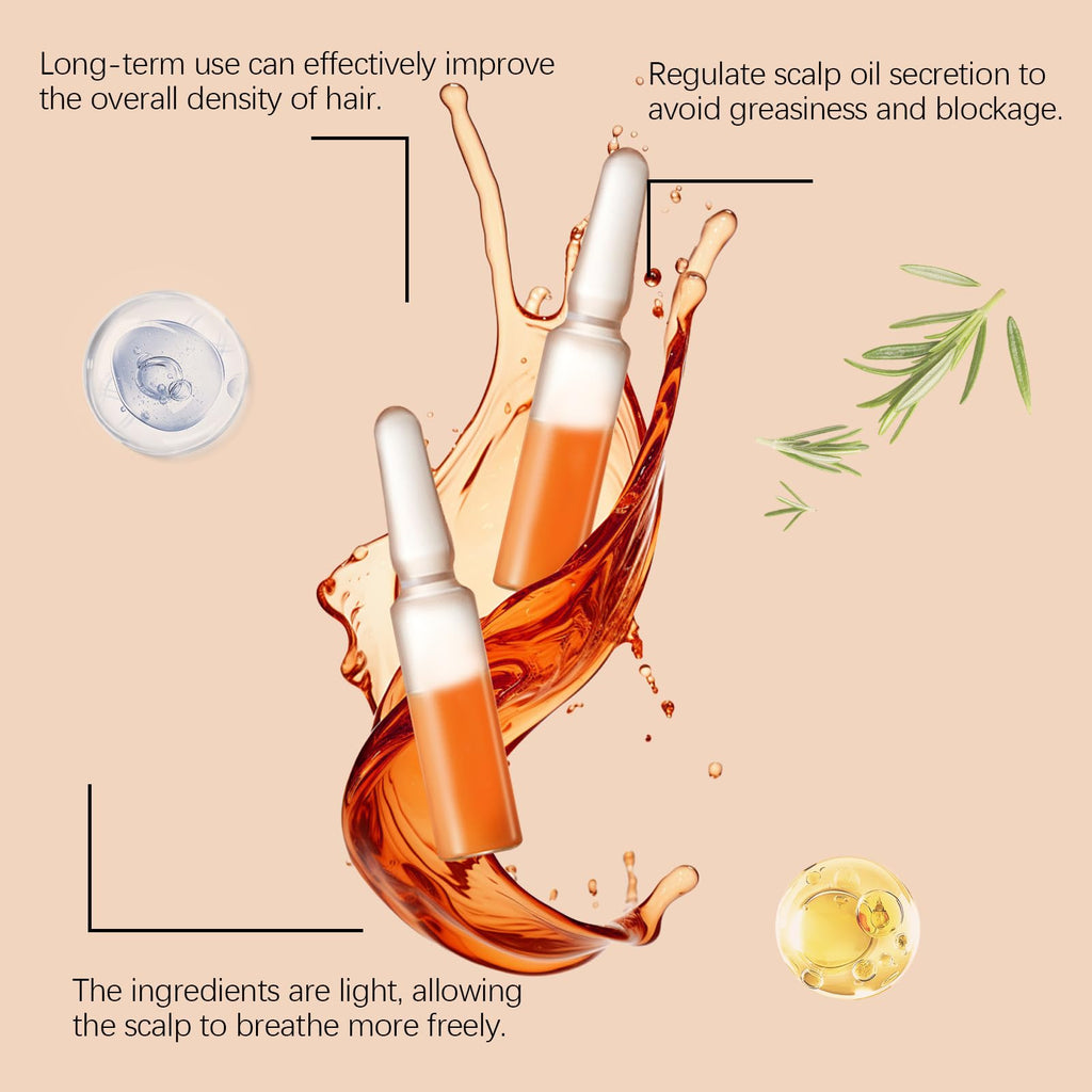 Hair Growth Ampoules with Turmeric Root Extract – Plant-Based Scalp Treatment for Thicker Hair (Fragrance-Free, 7pcs)