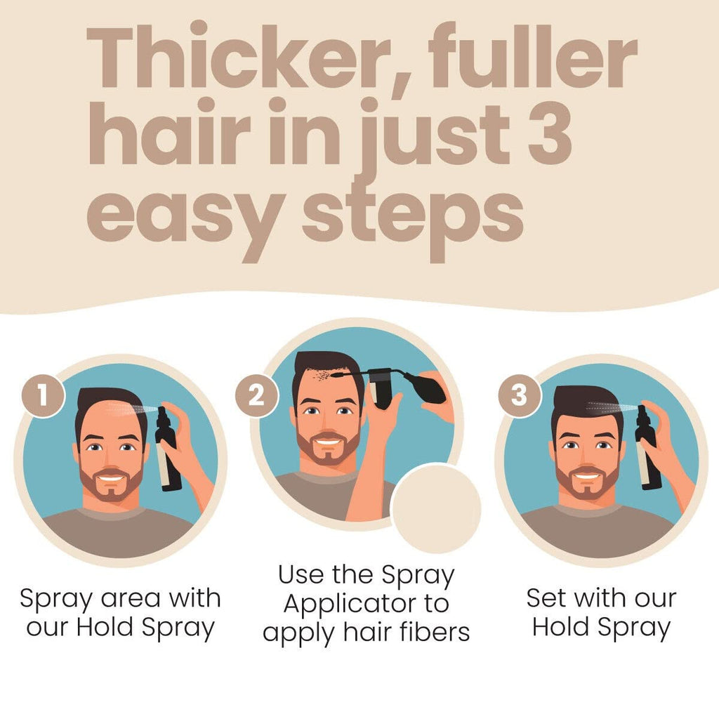 Hair Illusion Combo Kit – Hold Spray, 38g Hair Fibers, Applicator & Hairline Optimizer (Brown)
