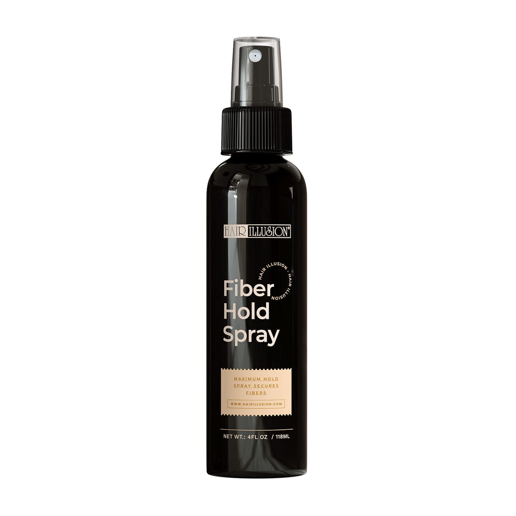 Hair Illusion Dark Brown Real Hair Fibers + Fiber Hold On Spray Bundle – 100% Natural, Non-Synthetic Thickening