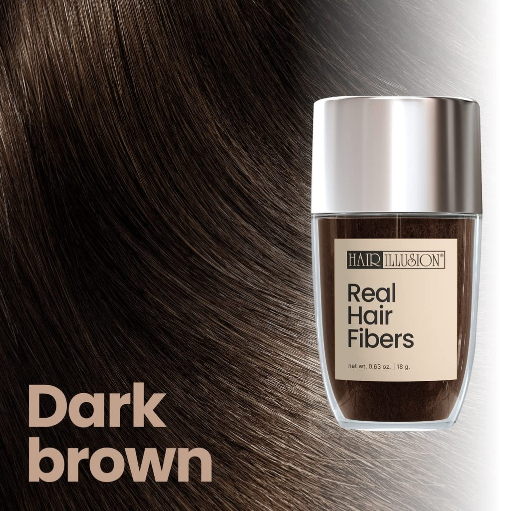 Hair Illusion Dark Brown Real Hair Fibers – 18g, Natural Thickening for Thinning Hair