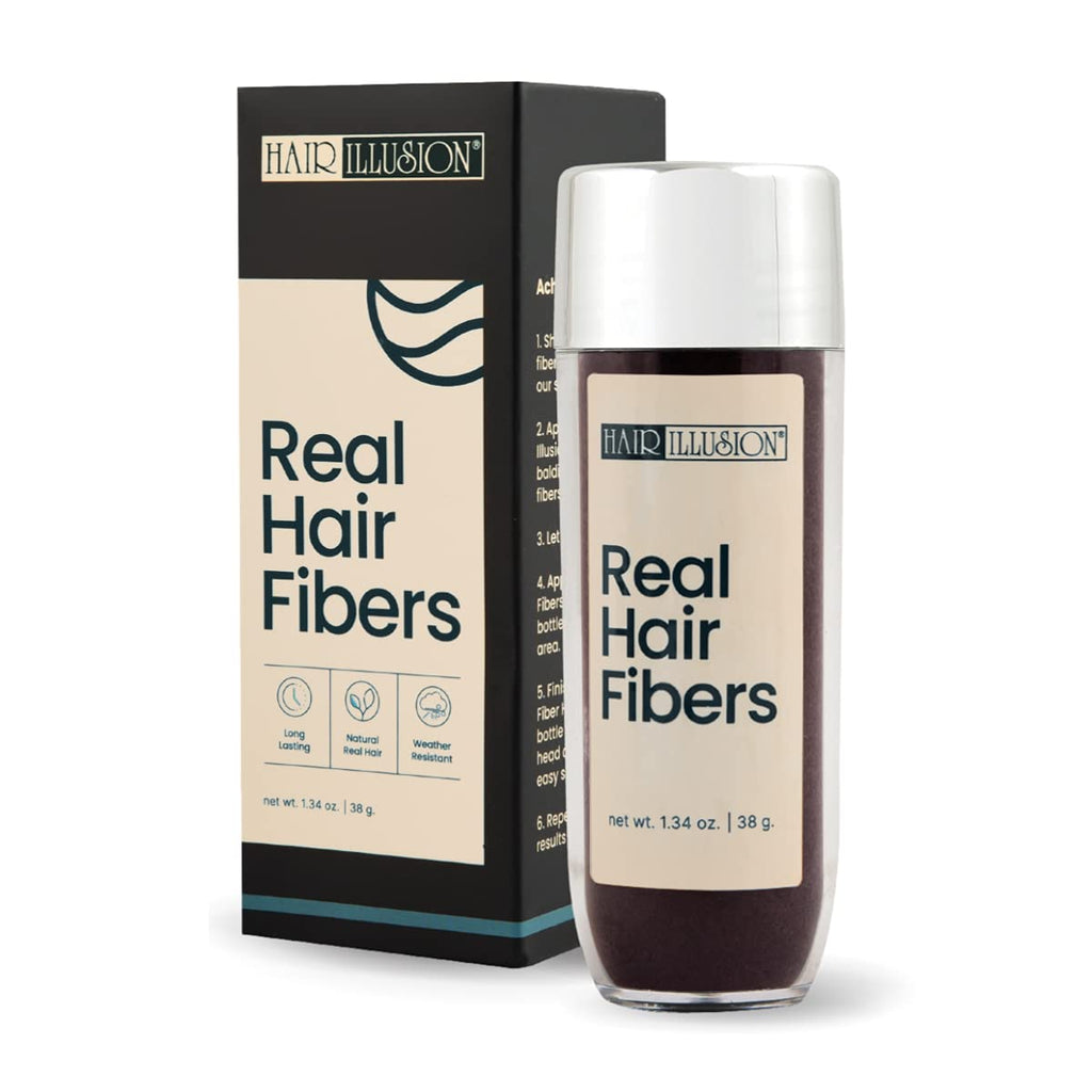 Hair Illusion Dark Brown Real Hair Fibers – 38g, Natural, Non-Synthetic for Thinning Hair