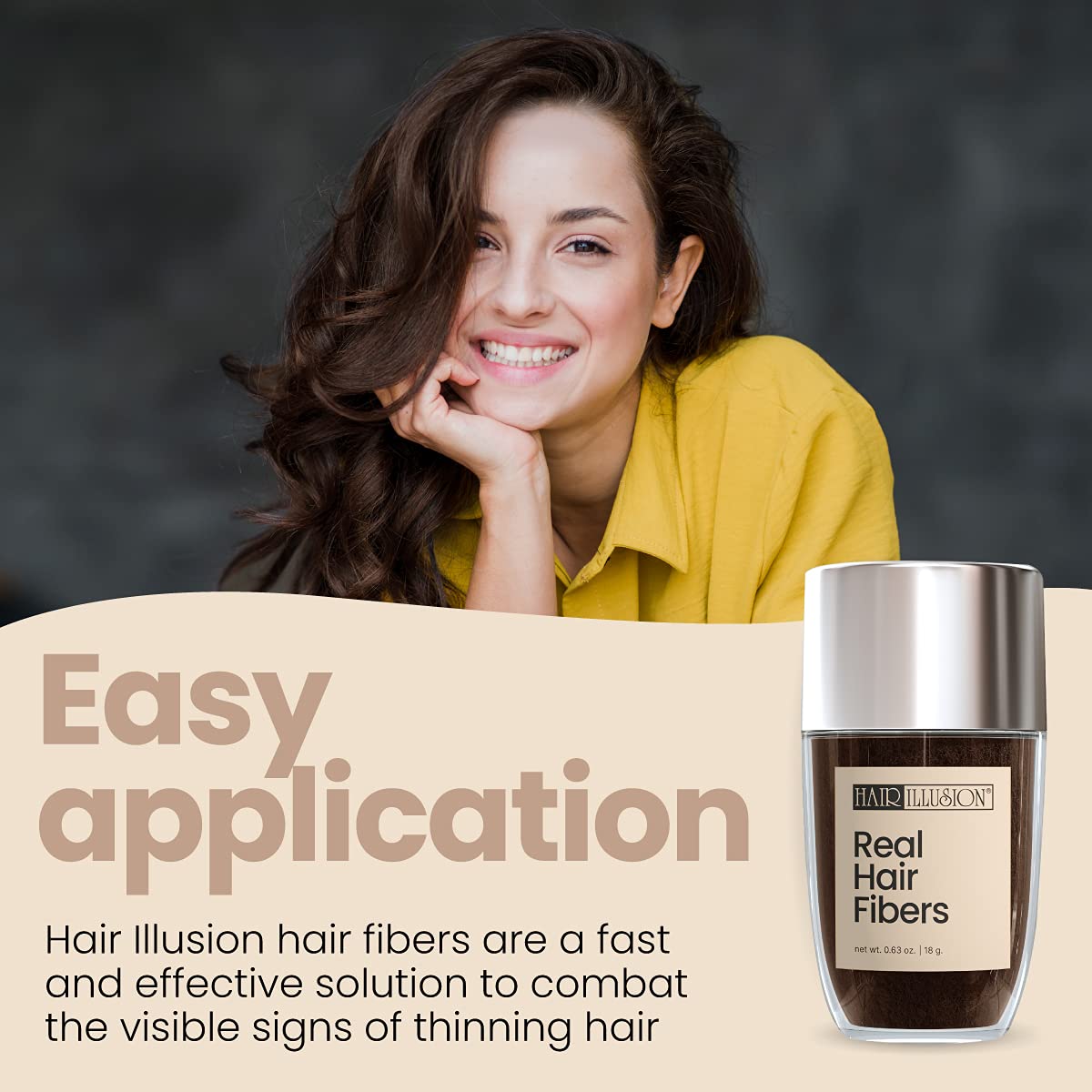 Hair Illusion Dark Brown Real Hair Fibers – 18g, Natural Thickening for Thinning Hair