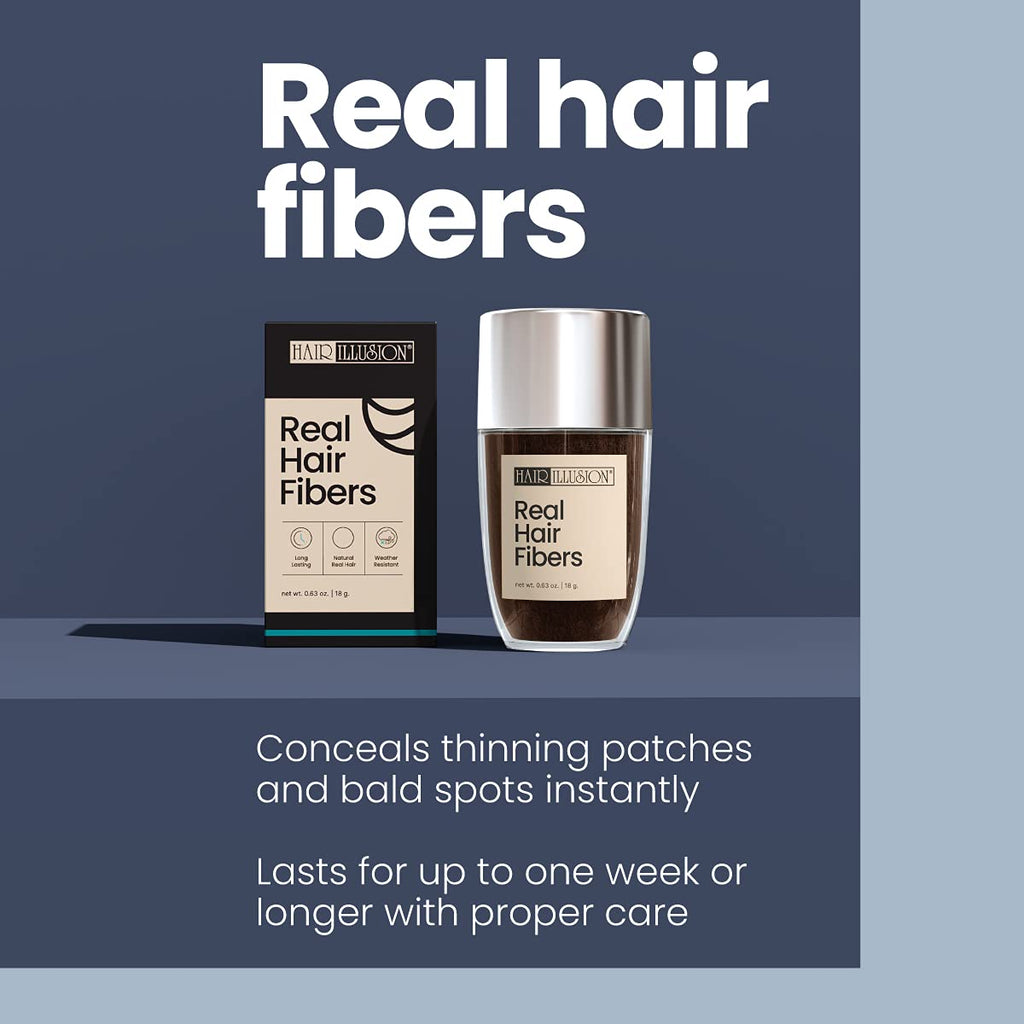 Hair Illusion Dark Brown Real Hair Fibers – 18g, Natural Thickening for Thinning Hair