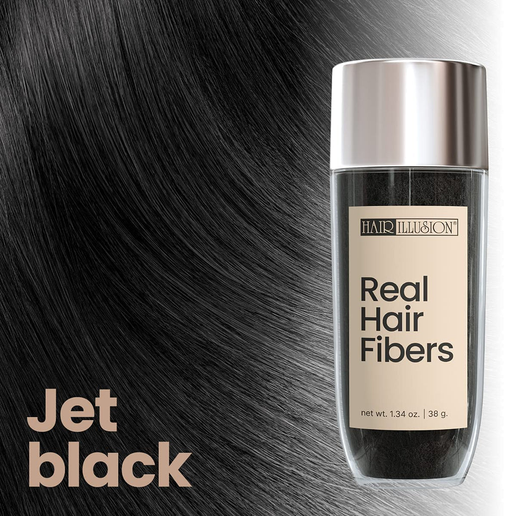 Hair Illusion 100% Natural Hair Fibers – Jet Black, 38 g Bottle