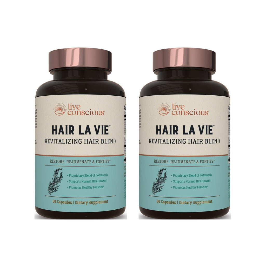 Hair La Vie Live Conscious Revitalizing Blend Hair Vitamins – 2-Pack with Biotin, Collagen & Saw Palmetto