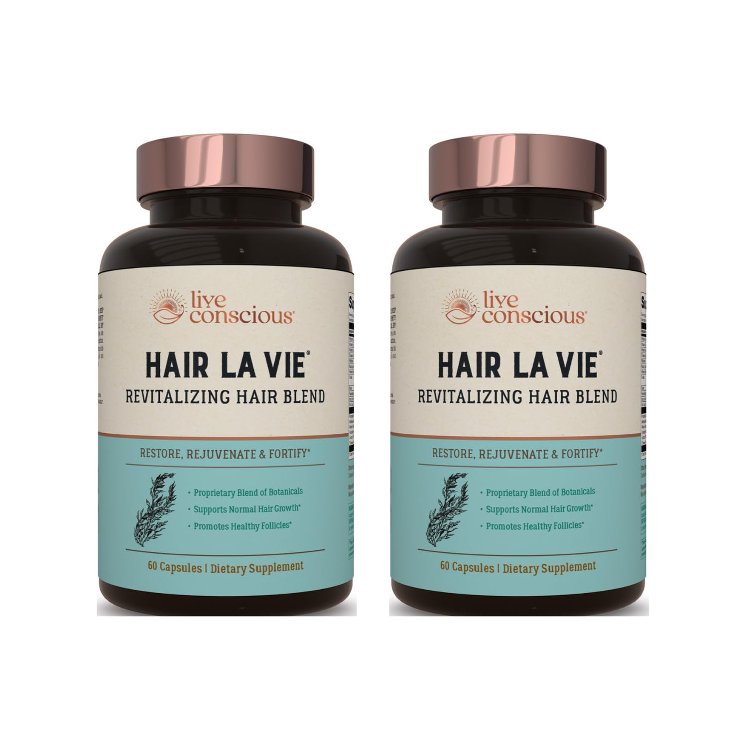 Hair La Vie Live Conscious Revitalizing Blend Hair Vitamins – 2-Pack with Biotin, Collagen & Saw Palmetto
