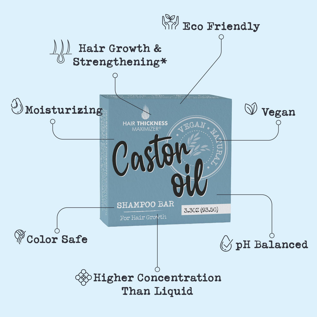 Hair Thickness Maximizer Castor Oil Shampoo Bar for Hair Growth – Eco-Friendly & Color Safe