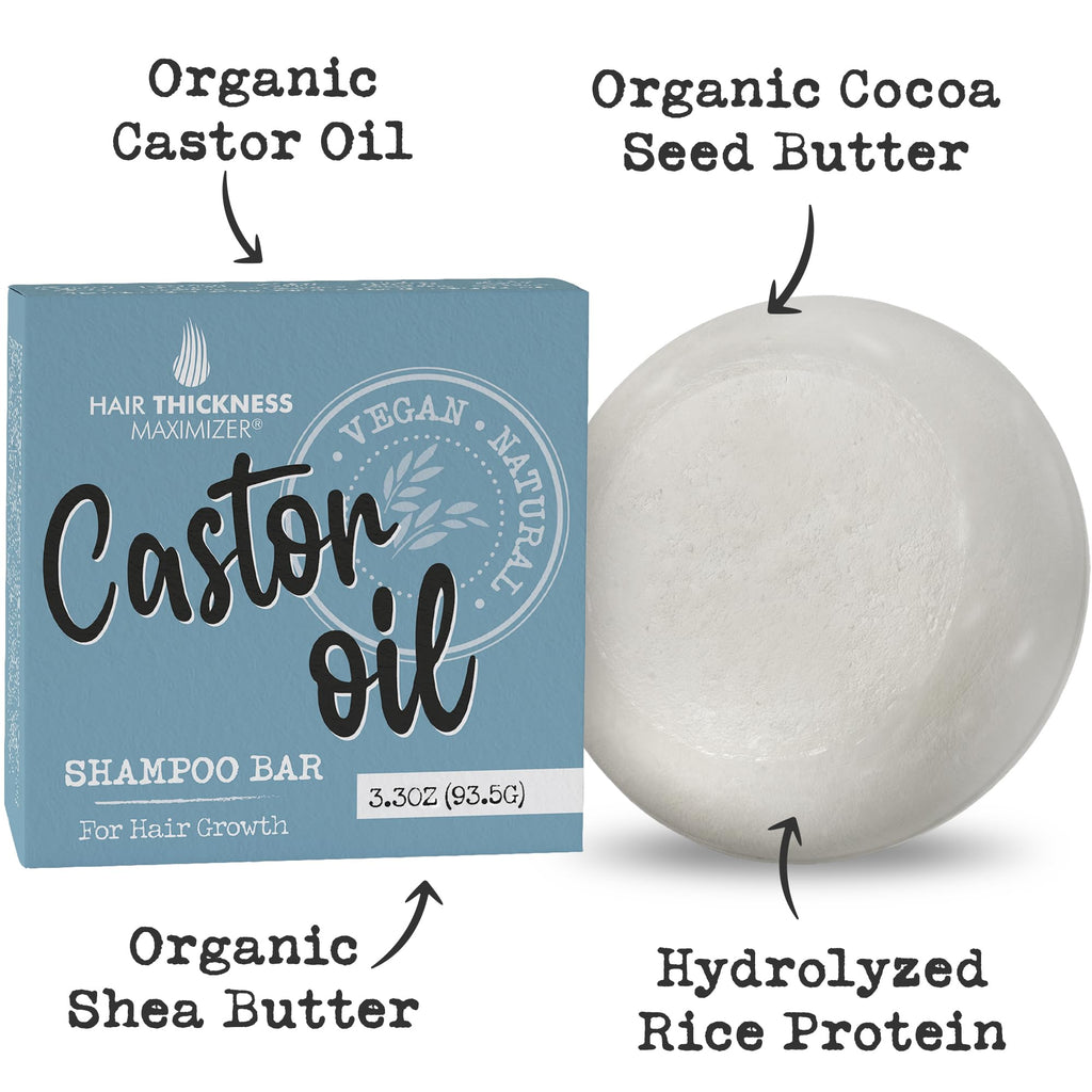 Hair Thickness Maximizer Castor Oil Shampoo Bar for Hair Growth – Eco-Friendly & Color Safe