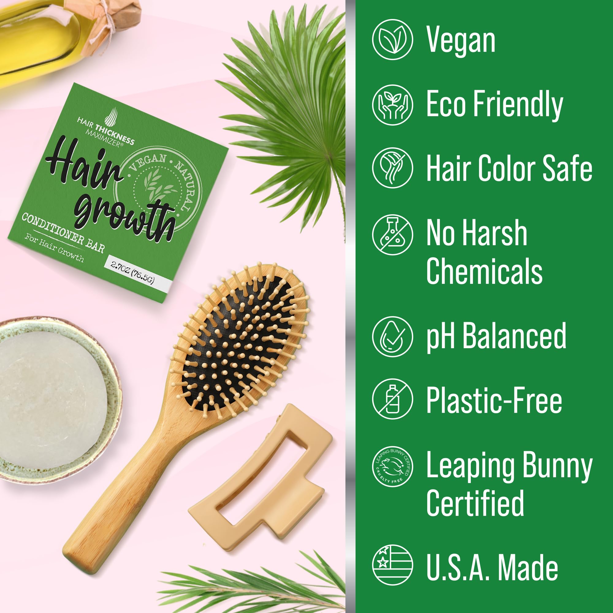 Hair Thickness Maximizer Conditioner Bar for Hair Growth – Eco-Friendly, Vegan, Color Safe, USA Made