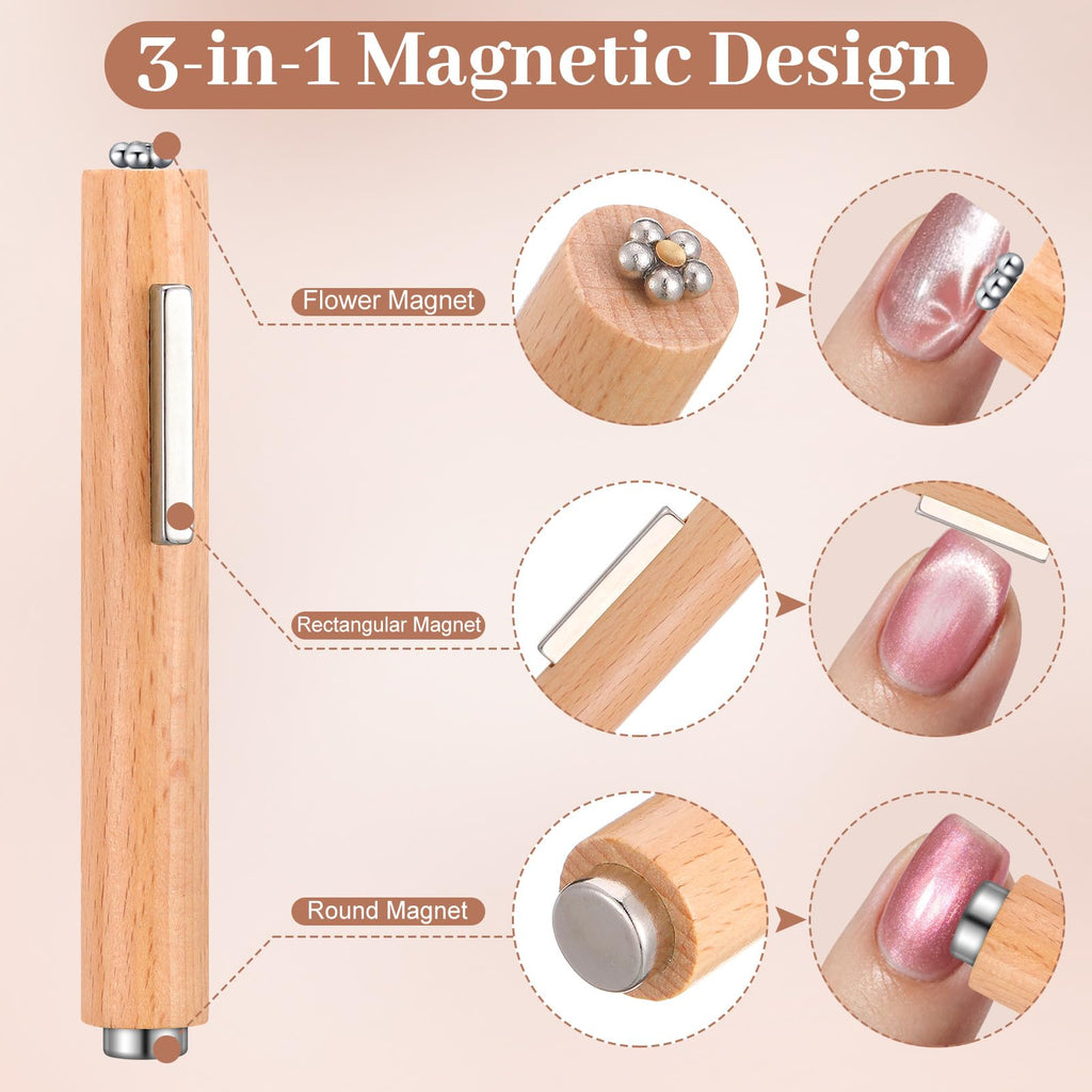 HairChrysm 8 Pcs Cat Eye Magnet Set – 3-in-1 Nail Pen & Scissor Shape Magnets