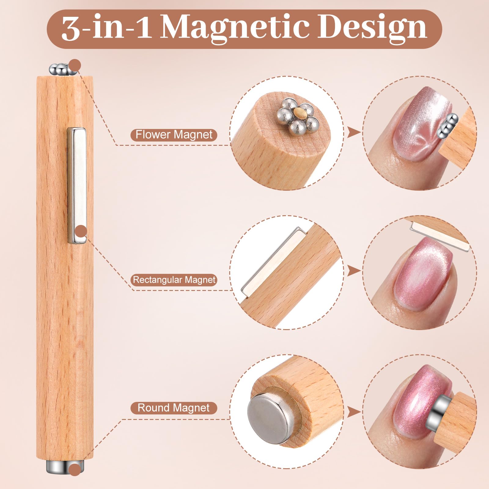 HairChrysm 8 Pcs Cat Eye Magnet Set – 3-in-1 Nail Pen & Scissor Shape Magnets