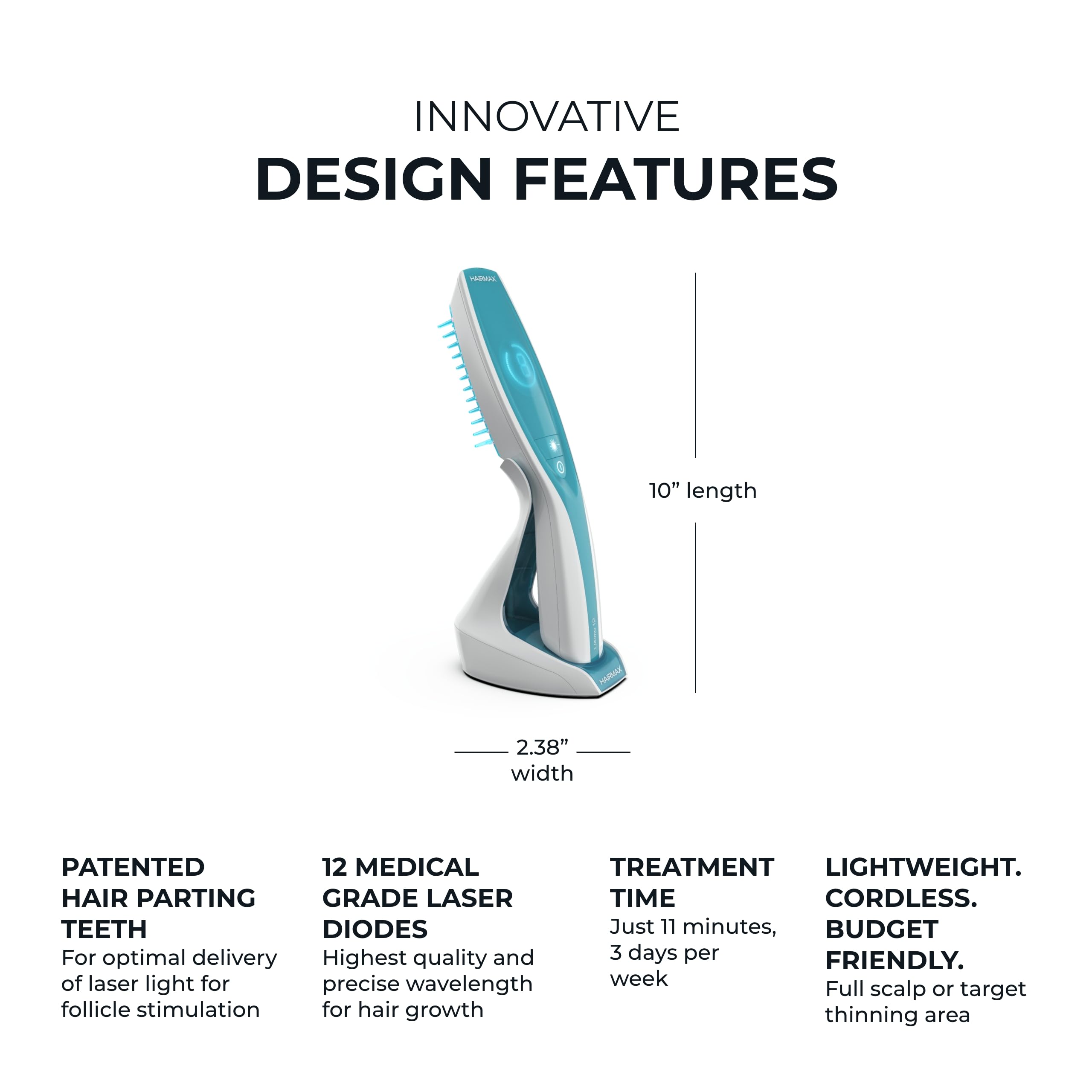 Hairmax Ultima 12 LaserComb – FDA Cleared Cordless Hair Growth Device