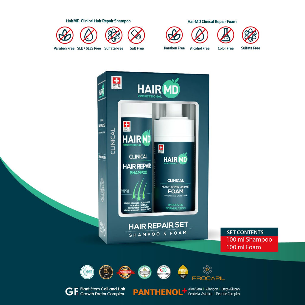 HairMD Transplant Hair Repair Set – Post-Transplant Shampoo & Moisturizing Foam